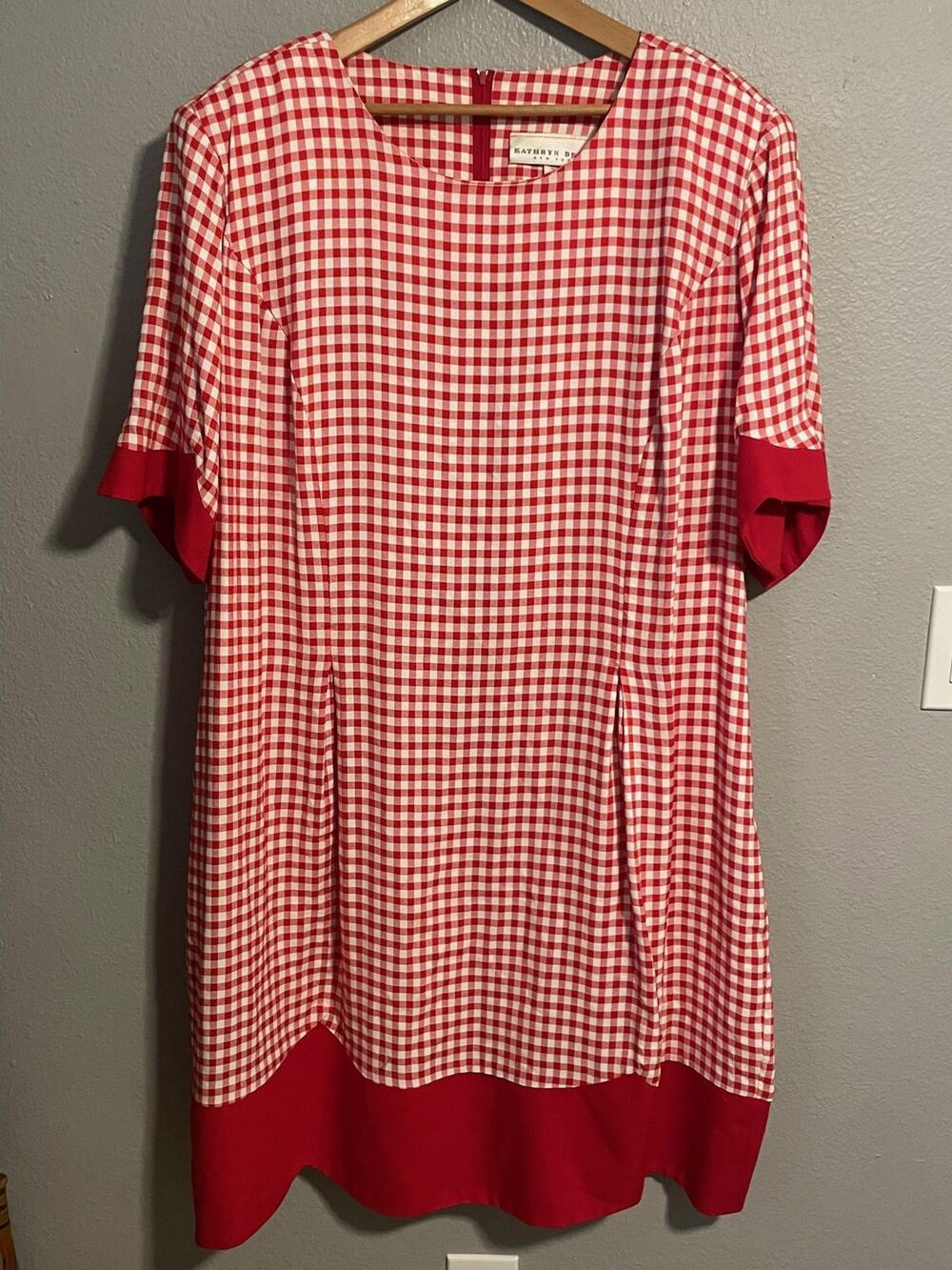 Vintage Kathryn Deene Dress Womens 28 Plus Red Gingham Shift Butter Mom Cottage